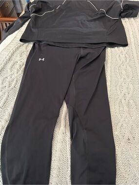 Under Armour Black Compression Leggings with Top - Black and Top